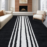 Ultra Soft Area Rug, Non Slip, Stain Resistant, Washable Area Rugs for Living Room, Bedroom, Dramatic Monochrome Zebra Print Rug With Bold Stripe Pattern for Vibrant Decor(Black)