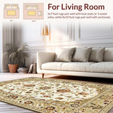 Ultra Soft Area Rug, Non Slip, Stain Resistant, Washable Area Rugs for Living Room, Bedroom, Trendy Nature-Inspired Floral Aesthetic(Beige)
