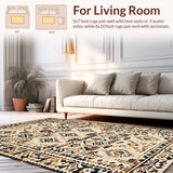 Ultra Soft Area Rug, Non Slip, Stain Resistant, Washable Area Rugs for Living Room, Bedroom, Luxurious Abstract Floral Touch(Beige)