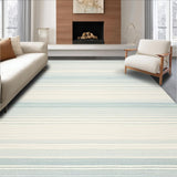 Ultra Soft Area Rug, Non Slip, Stain Resistant, Washable Area Rugs for Living Room, Bedroom, Serene Stripes Area Subtle Blue Beige Stripe(Beige)