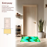 Ultra Soft Area Rug, Non Slip, Stain Resistant, Washable Area Rugs for Living Room, Bedroom, Chic Abstract Color Fusion(Green)