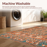 Ultra Soft Area Rug, Non Slip, Stain Resistant, Washable Area Rugs for Living Room, Bedroom, Unique Colorful Geometric Arrangement(Orange)