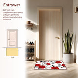 Ultra Soft Area Rug, Non Slip, Stain Resistant, Washable Area Rugs for Living Room, Bedroom, Elegant Abstract Floral Arrangement(Red)