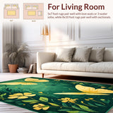 Ultra Soft Area Rug, Non Slip, Stain Resistant, Washable Area Rugs for Living Room, Bedroom, Elegant Butterfly Leaf Composition(Green)