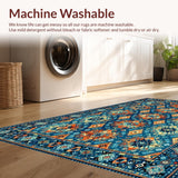Ultra Soft Area Rug, Non Slip, Stain Resistant, Washable Area Rugs for Living Room, Bedroom, Chic Transitional Ogee Pattern(Blue)