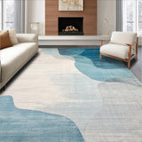 Ultra Soft Area Rug, Non Slip, Stain Resistant, Washable Area Rugs for Living Room, Bedroom, Tranquil Oasis Patio Watercolor Inspired Blue Beige(Blue)