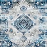 Ultra Soft Area Rug, Non Slip, Stain Resistant, Washable Area Rugs for Living Room, Bedroom, Artistic Vintage Floral Motif(Blue)