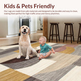 Ultra Soft Area Rug, Non Slip, Stain Resistant, Washable Area Rugs for Living Room, Bedroom, Contemporary Earth Tones Swirling Motif(Gold)