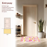 Ultra Soft Area Rug, Non Slip, Stain Resistant, Washable Area Rugs for Living Room, Bedroom, Vibrant Pastel Egg Decorative Motif(Pink)