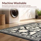 Ultra Soft Area Rug, Non Slip, Stain Resistant, Washable Area Rugs for Living Room, Bedroom, Vibrant Loop-and-Cut Textured Pattern(Black)