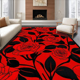 Ultra Soft Area Rug, Non Slip, Stain Resistant, Washable Area Rugs for Living Room, Bedroom, Dynamic Colorful Leaf Pattern(Red)