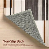 Ultra Soft Area Rug, Non Slip, Stain Resistant, Washable Area Rugs for Living Room, Bedroom, Modern Trio with Contrasting Border Lines in Earthy Neutrals(Black)