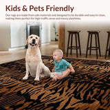Ultra Soft Area Rug, Non Slip, Stain Resistant, Washable Area Rugs for Living Room, Bedroom, Bold Wildlife Inspired Decor(Brown)