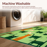 Ultra Soft Area Rug, Non Slip, Stain Resistant, Washable Area Rugs for Living Room, Bedroom, Vibrant Playful Creature Motif(Green)