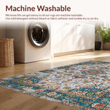 Ultra Soft Area Rug, Non Slip, Stain Resistant, Washable Area Rugs for Living Room, Bedroom, Chic Distressed Geometric Design(Gray)