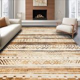 Ultra Soft Area Rug, Non Slip, Stain Resistant, Washable Area Rugs for Living Room, Bedroom, Earthy Geometric Lattice Aesthetic(Beige)