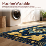 Ultra Soft Area Rug, Non Slip, Stain Resistant, Washable Area Rugs for Living Room, Bedroom, Trendy Distressed Flower Artwork(Gold)
