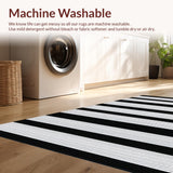 Ultra Soft Area Rug, Non Slip, Stain Resistant, Washable Area Rugs for Living Room, Bedroom, Chic Striped Rustic Charm(Black)