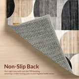 Beige Black Abstract Modern Geometric Circles Area Design(Gray)