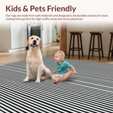 Ultra Soft Area Rug, Non Slip, Stain Resistant, Washable Area Rugs for Living Room, Bedroom, Elegant Black and White Striped Carpet Runner for Modern Aesthetics(Black)