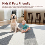 Ultra Soft Area Rug, Non Slip, Stain Resistant, Washable Area Rugs for Living Room, Bedroom, Contemporary White and Gray Kitchen Easy-Clean Rug(Gray)