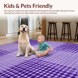 Ultra Soft Area Rug, Non Slip, Stain Resistant, Washable Area Rugs for Living Room, Bedroom, Unique Textured Wavy Patterned Print(Purple)