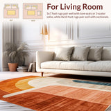 Ultra Soft Area Rug, Non Slip, Stain Resistant, Washable Area Rugs for Living Room, Bedroom, Terracotta Abstract Rainbow Motif(Brown)