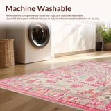 Ultra Soft Area Rug, Non Slip, Stain Resistant, Washable Area Rugs for Living Room, Bedroom, Subtle Neutral Boho Chic Appeal(Pink)