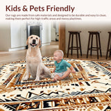 Ultra Soft Area Rug, Non Slip, Stain Resistant, Washable Area Rugs for Living Room, Bedroom, Chic Modern Striped Layout(Beige)