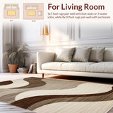 Ultra Soft Area Rug, Non Slip, Stain Resistant, Washable Area Rugs for Living Room, Bedroom, Luxurious Rich Brown Patterns(Beige)