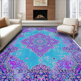 Ultra Soft Area Rug, Non Slip, Stain Resistant, Washable Area Rugs for Living Room, Bedroom, Boho Medallion Violet Living Room Non-Shedding Rug(Purple)