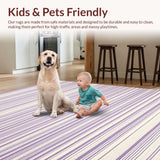 Ultra Soft Area Rug, Non Slip, Stain Resistant, Washable Area Rugs for Living Room, Bedroom, Transitional Warm Tone Stripes(Purple)