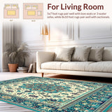 Ultra Soft Area Rug, Non Slip, Stain Resistant, Washable Area Rugs for Living Room, Bedroom, Colorful Boho Chic Geometric Medallion Area(White)