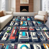 Ultra Soft Area Rug, Non Slip, Stain Resistant, Washable Area Rugs for Living Room, Bedroom, Vibrant Urban Traffic Learning Mat for Toddler Playroom(Gray)