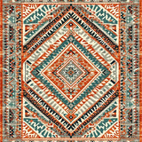 Ultra Soft Area Rug, Non Slip, Stain Resistant, Washable Area Rugs for Living Room, Bedroom, Chic Colorful Diamond Arrangement(Orange)
