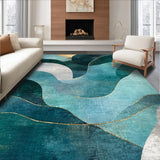 Ultra Soft Area Rug, Non Slip, Stain Resistant, Washable Area Rugs for Living Room, Bedroom, Tidal Mosaic Rug with Modern Coastal Geometry and Flowing Seafoam Patterns(Blue)