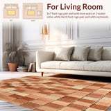 Ultra Soft Area Rug, Non Slip, Stain Resistant, Washable Area Rugs for Living Room, Bedroom, Terracotta Tile Inspired Area Brown Beige Kitchen(Brown)