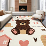 Ultra Soft Area Rug, Non Slip, Stain Resistant, Washable Area Rugs for Living Room, Bedroom, Cute Animal Alphabet Exploration(Brown)