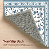 Ultra Soft Area Rug, Non Slip, Stain Resistant, Washable Area Rugs for Living Room, Bedroom, Sophisticated Blue Gray Tiled Pattern(White)