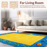 Ultra Soft Area Rug, Non Slip, Stain Resistant, Washable Area Rugs for Living Room, Bedroom, Vibrant Marine Life Classroom Non-Slip Area Carpet(Blue)