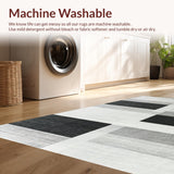 Ultra Soft Area Rug, Non Slip, Stain Resistant, Washable Area Rugs for Living Room, Bedroom, Monochrome Striped Flat Woven Floor Covering With Farmhouse Inspired Design(Gray)