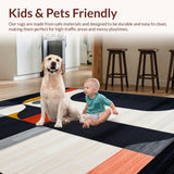 Ultra Soft Area Rug, Non Slip, Stain Resistant, Washable Area Rugs for Living Room, Bedroom, Artful Modern Distressed Texture(Black)
