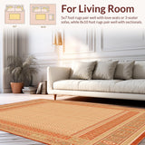 Geometric Intrigue Area in Warm Terracotta and Beige Tones(Beige)