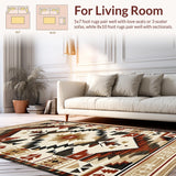Ultra Soft Area Rug, Non Slip, Stain Resistant, Washable Area Rugs for Living Room, Bedroom, Rustic Southwestern Pattern Fusion(Beige)