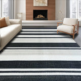 Ultra Soft Area Rug, Non Slip, Stain Resistant, Washable Area Rugs for Living Room, Bedroom, Contemporary Striped Rug, Versatile Geometric Art(Black)