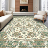 Ultra Soft Area Rug, Non Slip, Stain Resistant, Washable Area Rugs for Living Room, Bedroom, Unique Vintage Area with Elegant Damask(Ivory)