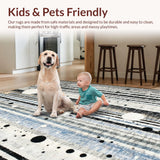 Ultra Soft Area Rug, Non Slip, Stain Resistant, Washable Area Rugs for Living Room, Bedroom, Geometric Spotted Stripe Rug(Gray)