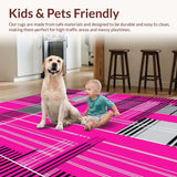 Ultra Soft Area Rug, Non Slip, Stain Resistant, Washable Area Rugs for Living Room, Bedroom, Bold Modern Striped Decorative Element(Pink)