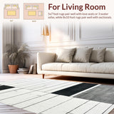 Ultra Soft Area Rug, Non Slip, Stain Resistant, Washable Area Rugs for Living Room, Bedroom, Chic Geometric Black and White Striped Area Rug for Modern Aesthetic(Gray)