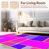 Ultra Soft Area Rug, Non Slip, Stain Resistant, Washable Area Rugs for Living Room, Bedroom, Funky Eighties Inspired Watercolor(Pink)